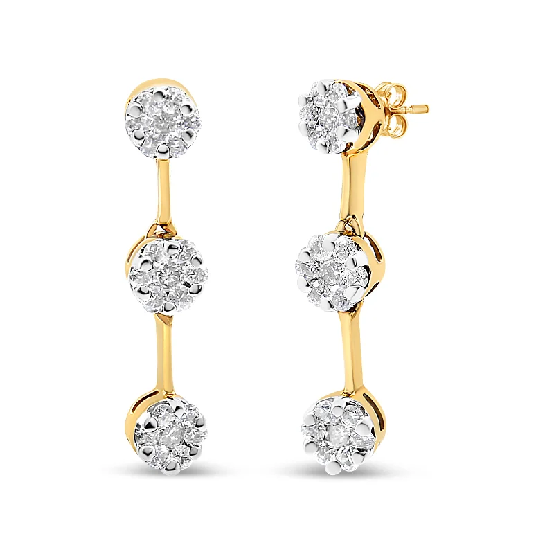 Stunning Jewelry At Even More Stunning Prices 14K Yellow Gold Round Diamond Earrings