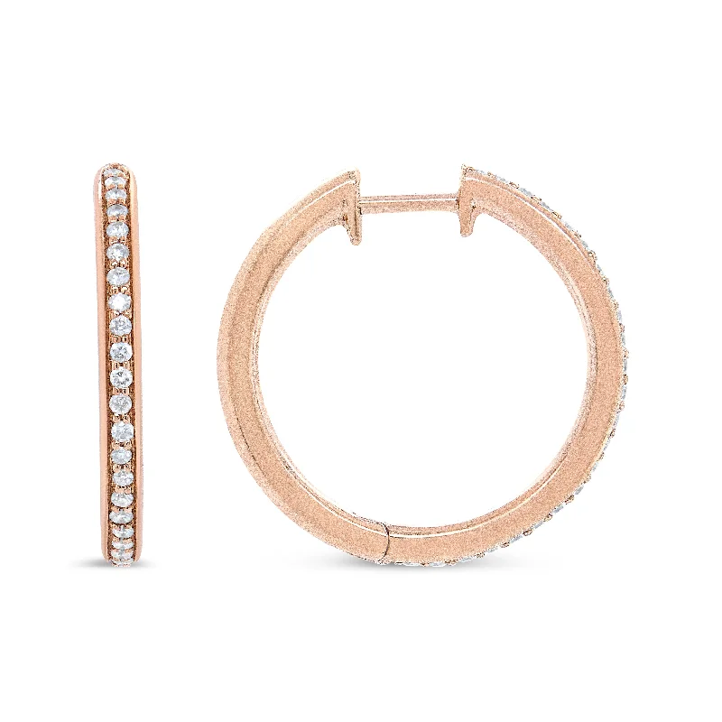 Bestselling Jewelry At Special Promotional Rates 18K Rose Gold 1/5 Cttw Round Diamond Hoop Earrings