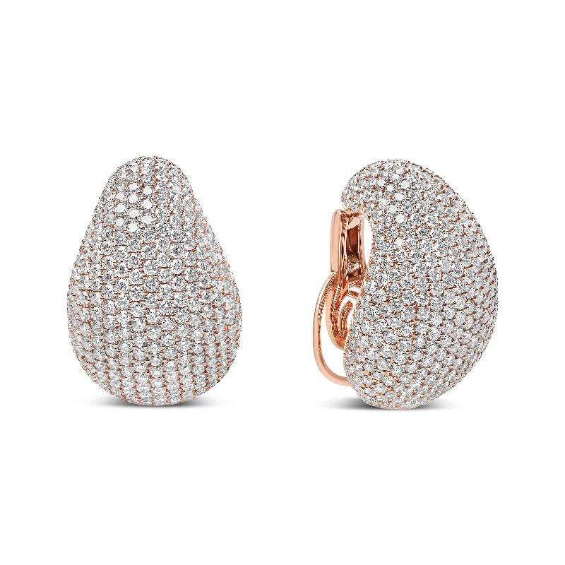 Huge Savings On Premium Jewelry Styles 18K Rose Gold 13 1/5 Cttw Micro-Pave Diamond Sculptural Design Statement Omega Back Earrings