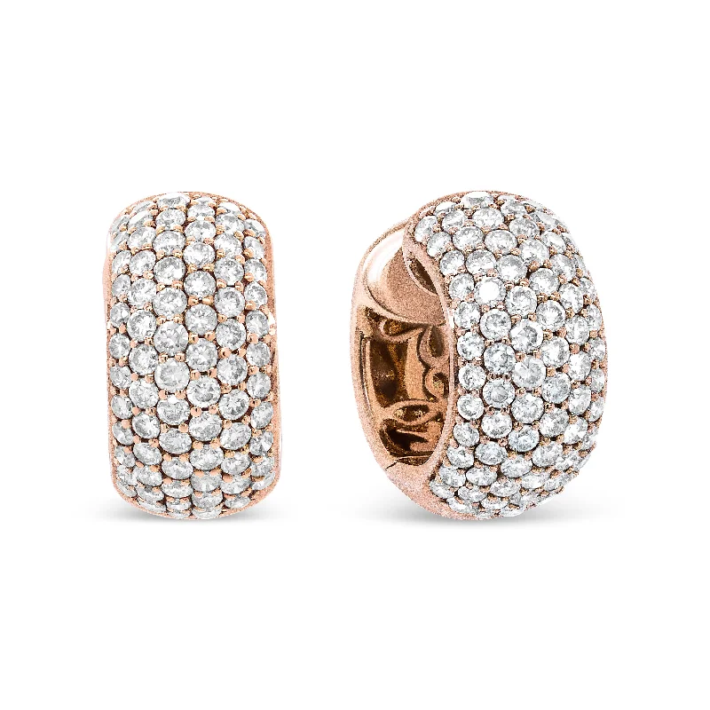 Shop Stylish Jewelry Now And Save Big 18K Rose Gold 3 1/8 Cttw Round Diamond Dome Hoop Earrings