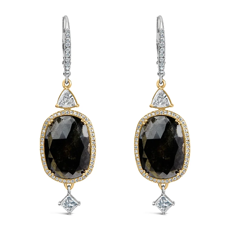 Jewelry Clearance – Final Chance To Save Big 18K White Gold 1.0 Cttw Diamond and 6x9MM Black Onyx Vintage Style Drop and Dangle Earrings