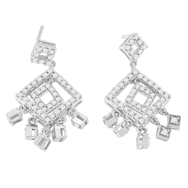 Fine Jewelry, Limited-Time Offers Available 18K White Gold 1 cttw Diamond Dangle Earrings