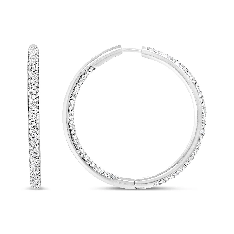 Make Every Moment Shine – Jewelry Discounts Available 18K White Gold 2.00 Cttw Round-Cut Diamond Inner-Outer Hoop Earrings