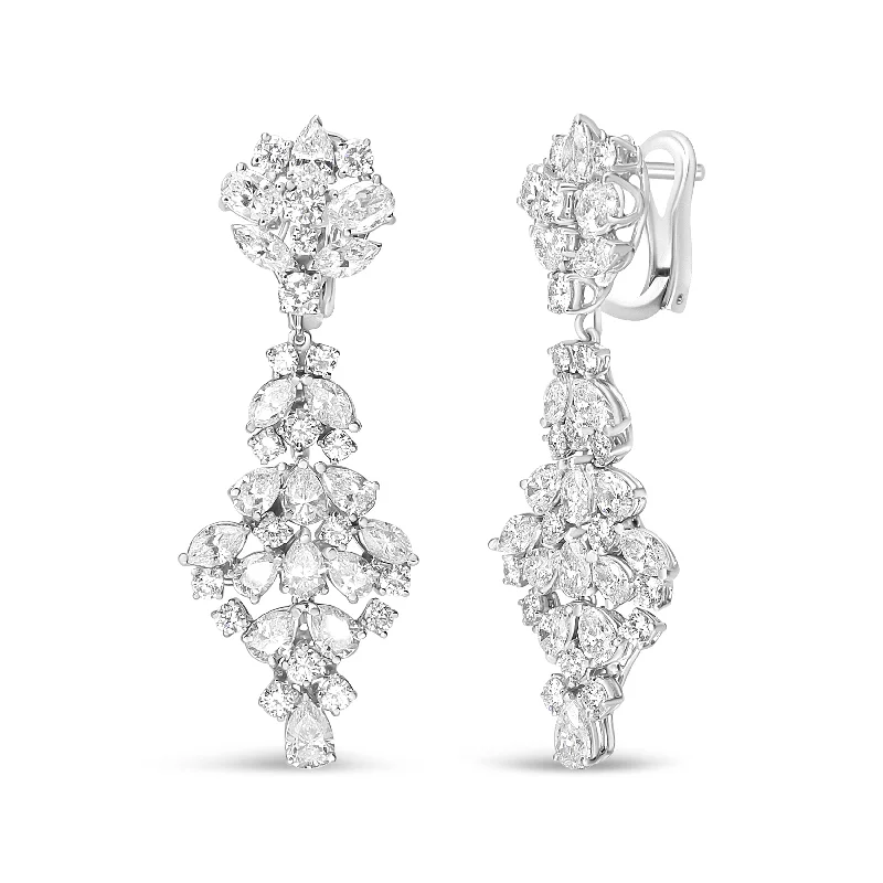 Gorgeous Jewelry, Limited-Time Savings 18K White Gold 9 1/2 Cttw Diamond Cluster Drop Dangle Clip-On Earrings