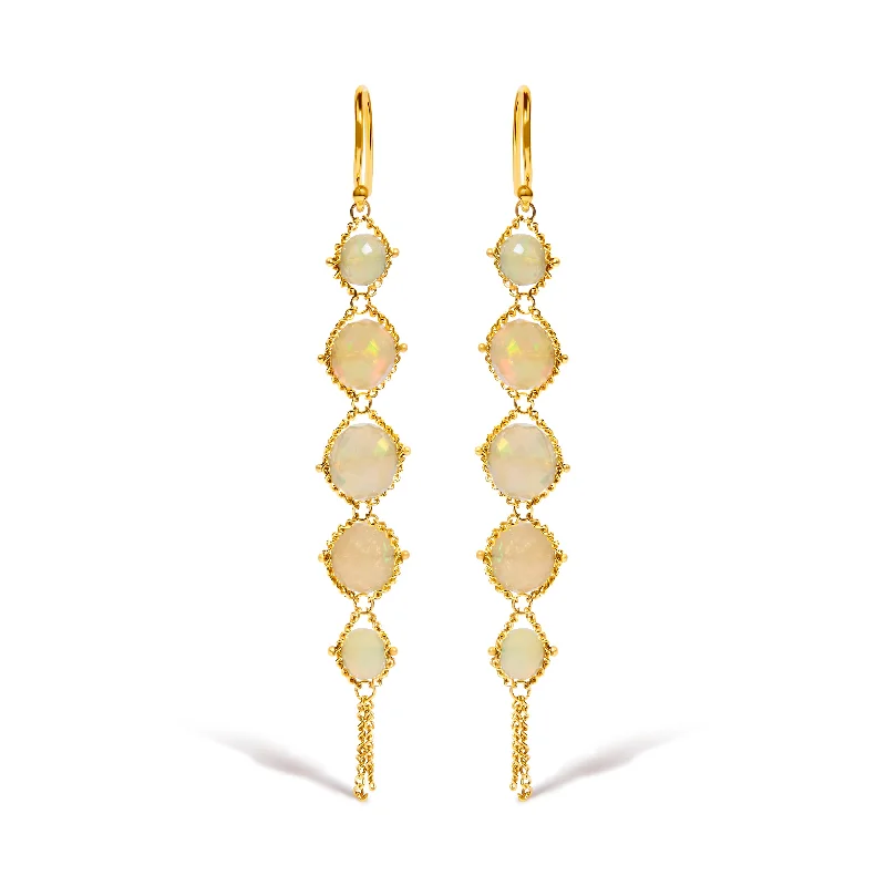 Shop Fine Jewelry With Exclusive Savings 18K Yellow Gold Woven Egyptian Opal 2 1/2 Inch Drop and Dangle Earrings