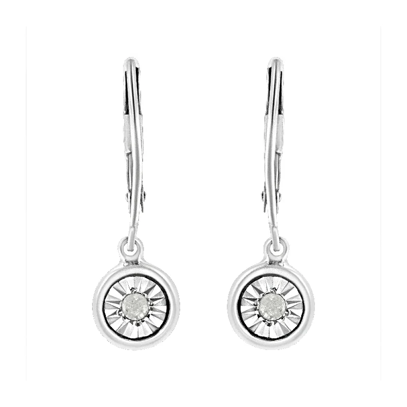 Flash Sale On Elegant Jewelry – Don't Miss Out .925 Sterling Silver 1/10 Cttw Bezel-Set Round-Cut Diamond Accent Dangle Earring