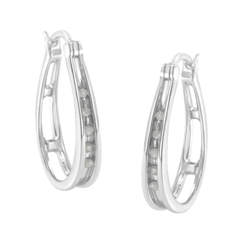 Limited-Time Jewelry Sale – Don't Miss These Deals .925 Sterling Silver 1/10 Cttw Diamond Hoop Earrings