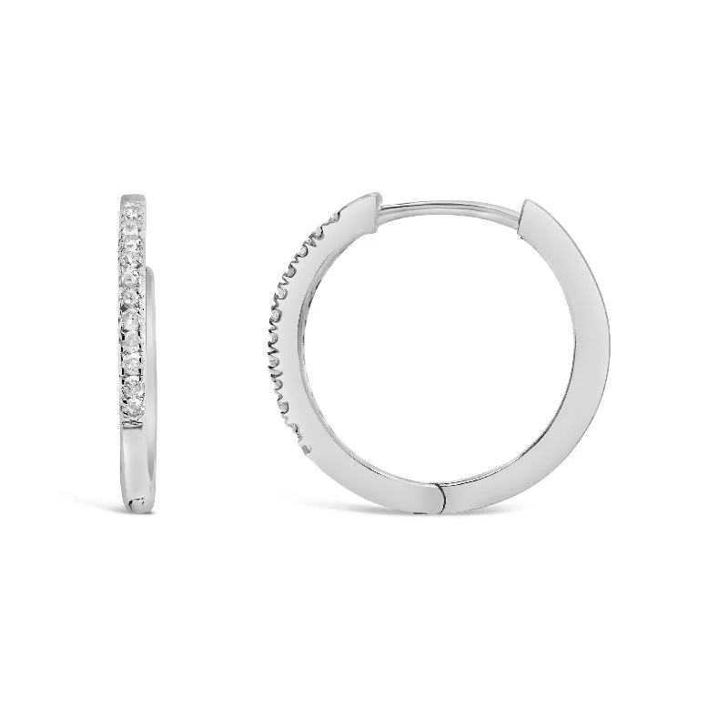 Grab Your Favorite Jewelry At The Lowest Prices .925 Sterling Silver 1/10 Cttw Diamond Hoop Snap Post Hoop Earrings