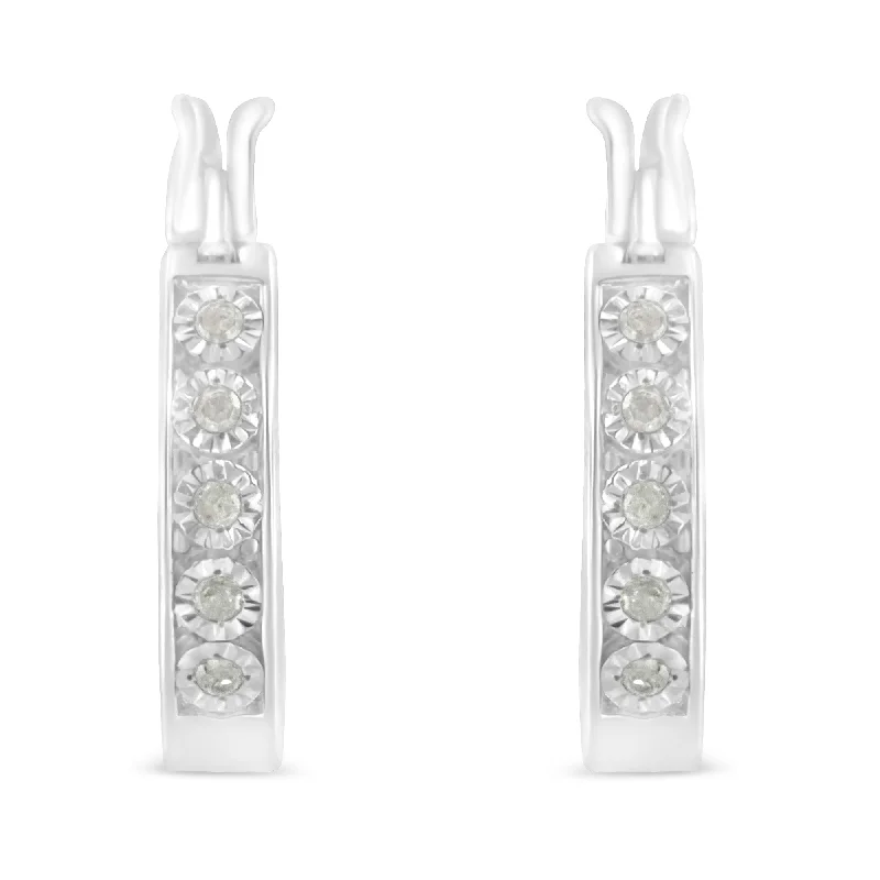 Holiday Jewelry Sale – Perfect Gifts At Great Prices .925 Sterling Silver 1/10 Cttw Miracle Set Diamond Full Circle Hoop Earrings