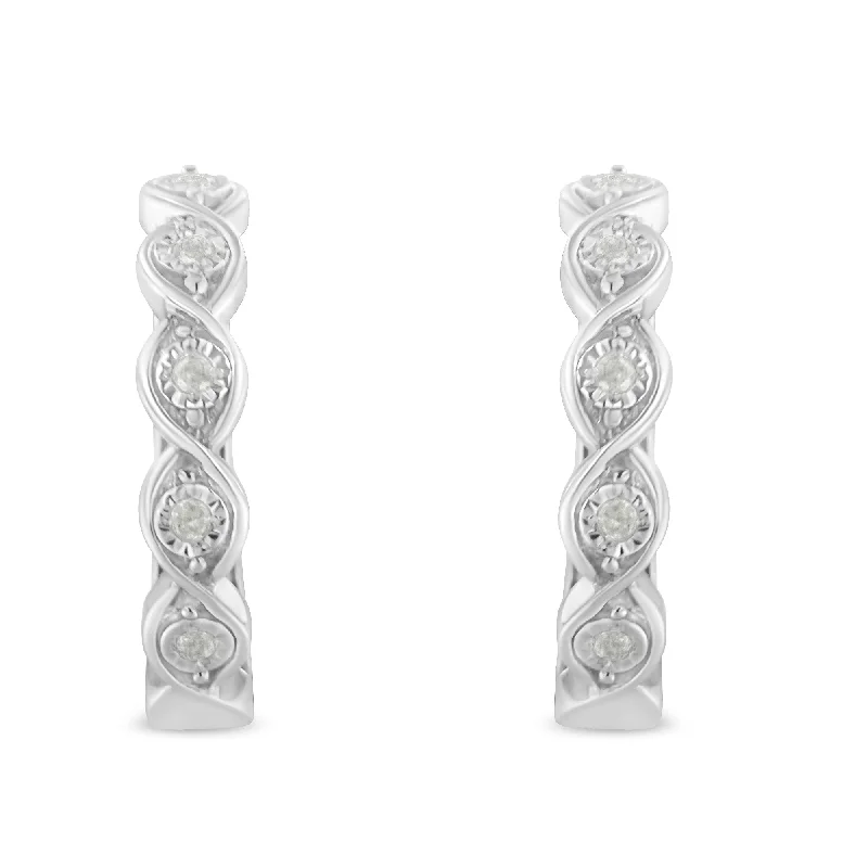 Luxury Jewelry Sale – Elegant Styles At Unbeatable Prices .925 Sterling Silver 1/10 Cttw Miracle-Set Diamond Infinity Swirl Hoop Earrings