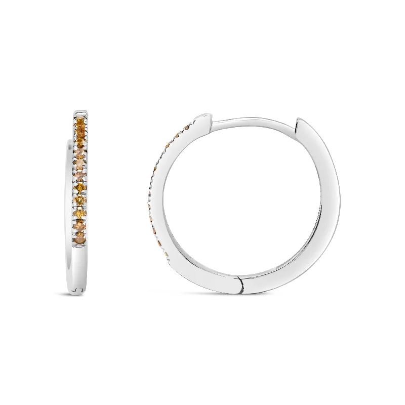 Elegant Jewelry, Exclusive Prices – Shop Now 925 Sterling Silver 1/10 Cttw Yellow Diamond Hoop Snap Post Hoop Earrings