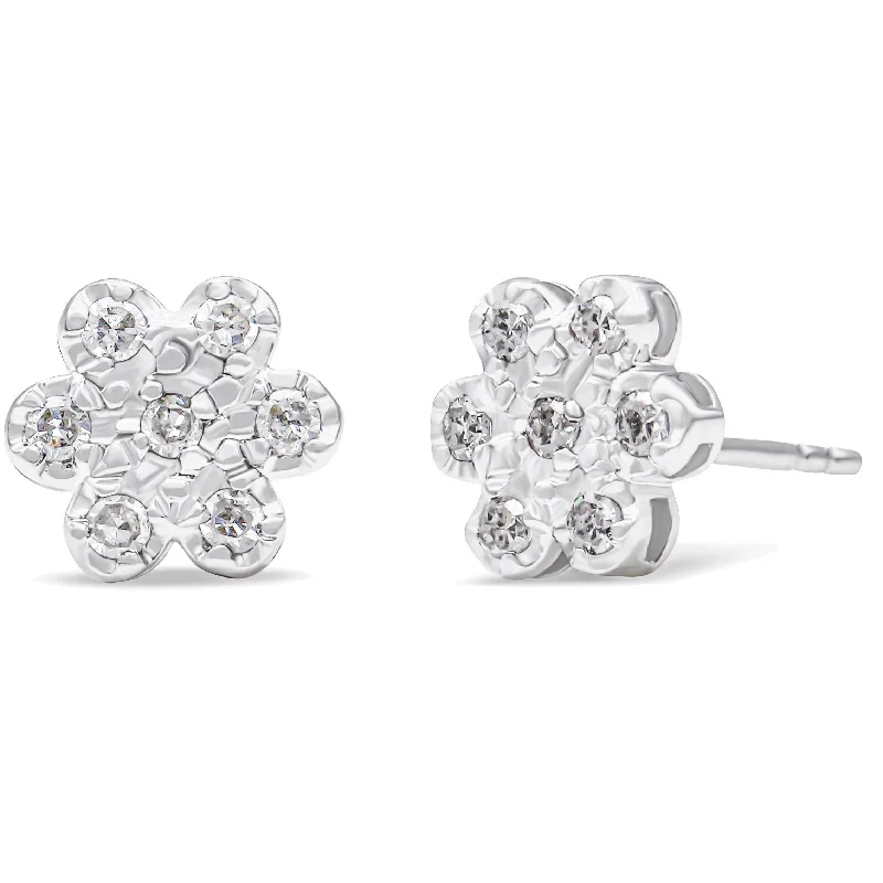 Personalized Jewelry Sale – Meaningful Gifts At Great Prices .925 Sterling Silver 1/4 Cttw Diamond Floral Cluster Stud Earring