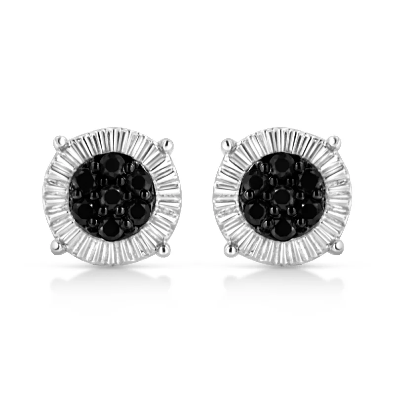 Discounted Jewelry For A Glamorous Look .925 Sterling Silver 1/4 Cttw Treated Diamond Cluster Flower Earrings