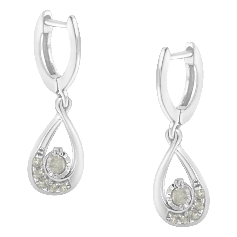 Dainty And Elegant Jewelry Now At Reduced Prices .925 Sterling-Silver 1/5 cttw Miracle-Set Round Diamond Drop and Dangle Hoop Earring