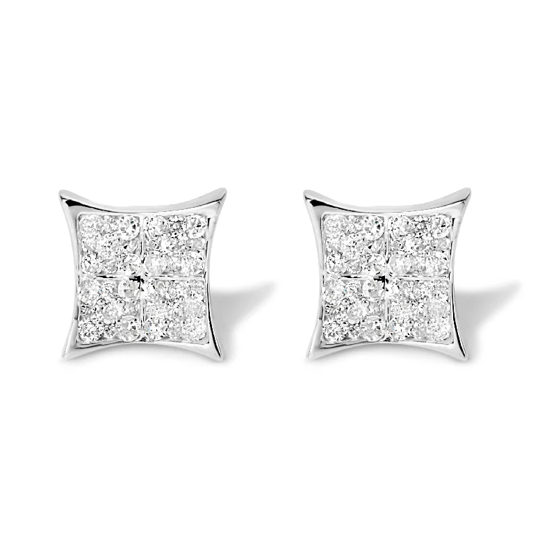 The Perfect Jewelry Piece At The Perfect Price .925 Sterling Silver 3/4 Cttw Diamond Composite Curved Square Stud Earring