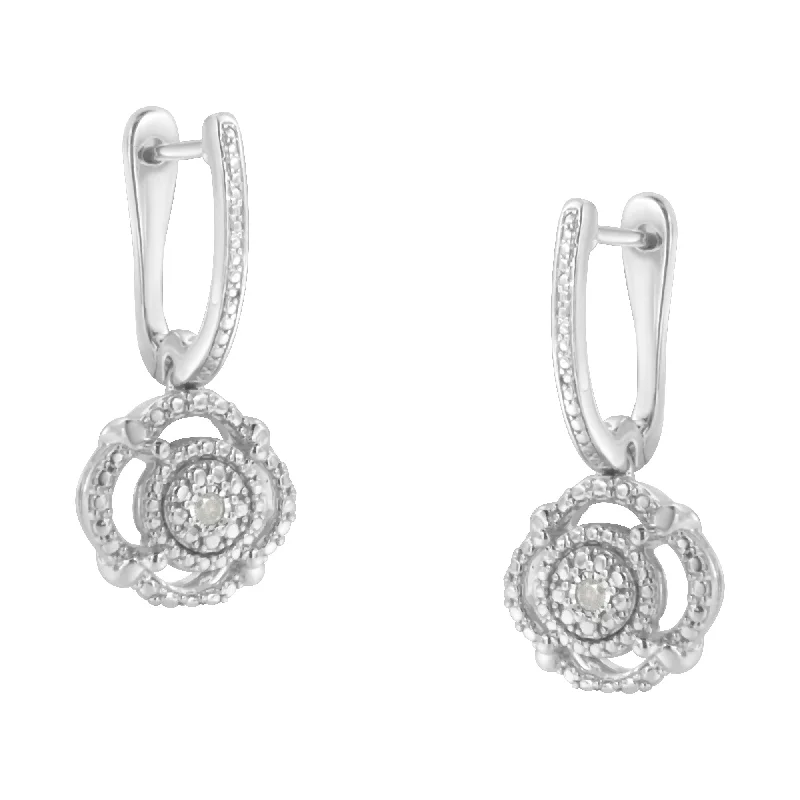 Shop High-Quality Jewelry At Jaw-Dropping Discounts .925 Sterling Silver Miracle-Set Diamond Accent Drop and Dangle Earrings
