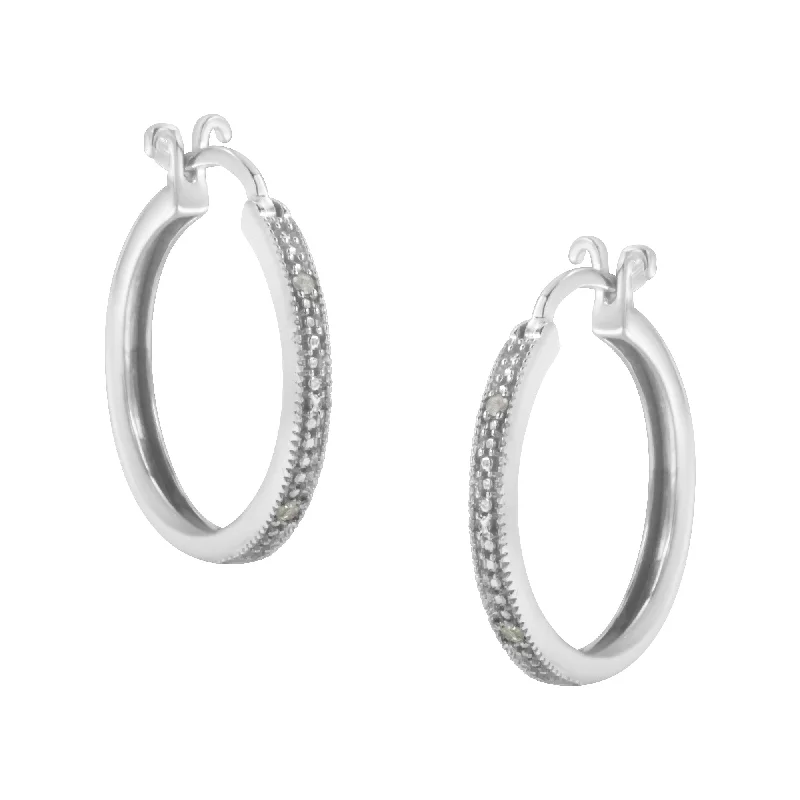 Fashion-Forward Geometric Jewelry For Contemporary Style .925 Sterling Silver Miracle-Set Diamond Pave Style Hoop Earrings