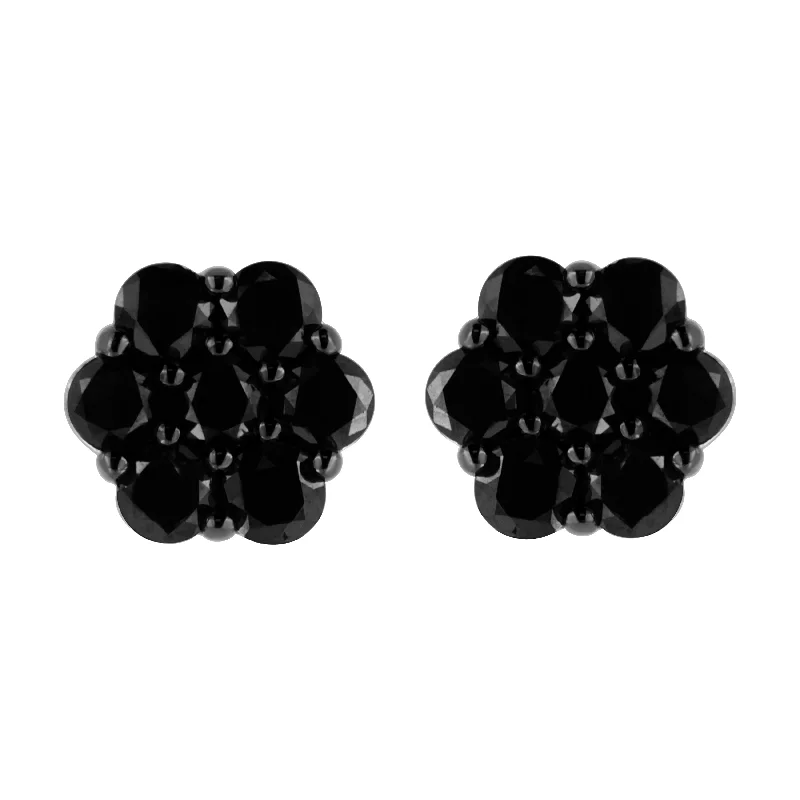Shop Signature Jewelry Styles At Exclusive Prices .925 Sterling Silver  Prong Set Round-Cut Treated Colored Diamond Floral Cluster Stud Earring