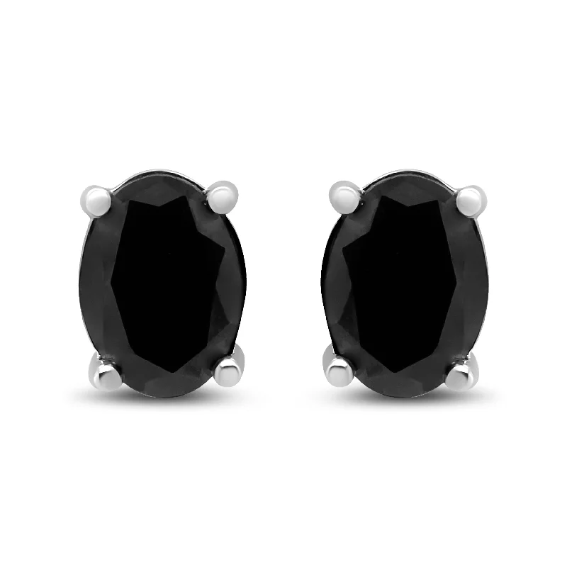 Personalized Jewelry Sale – Unique Pieces At Great Prices .925 Sterling Silver Prong Set Treated Black Oval Diamond Stud Earring
