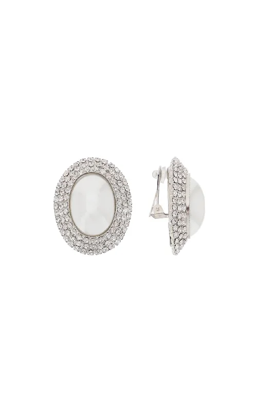 Limited-Stock Jewelry Sale – Once It's Gone, It's Gone Alessandra Rich Oval Earrings With Pearl And Crystals