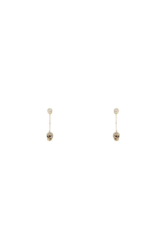 Discounted Jewelry For A Glamorous Look Alexander Mcqueen Skull Earrings With Pavé And Chain