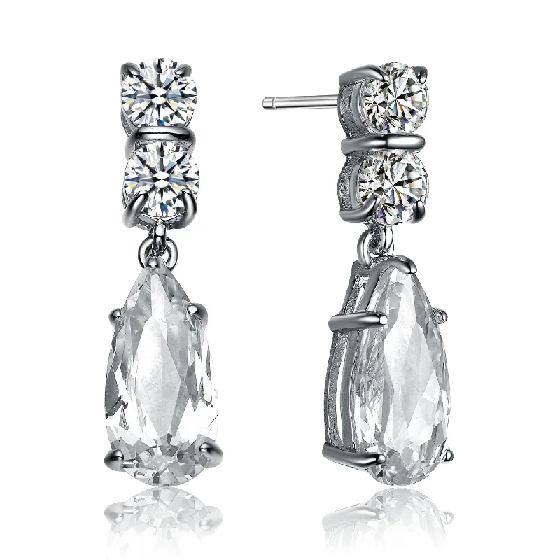 Bold And Beautiful Jewelry Now At Irresistible Prices GENEVIVE Sterling Silver Cubic Zirconia Teardrop Earrings