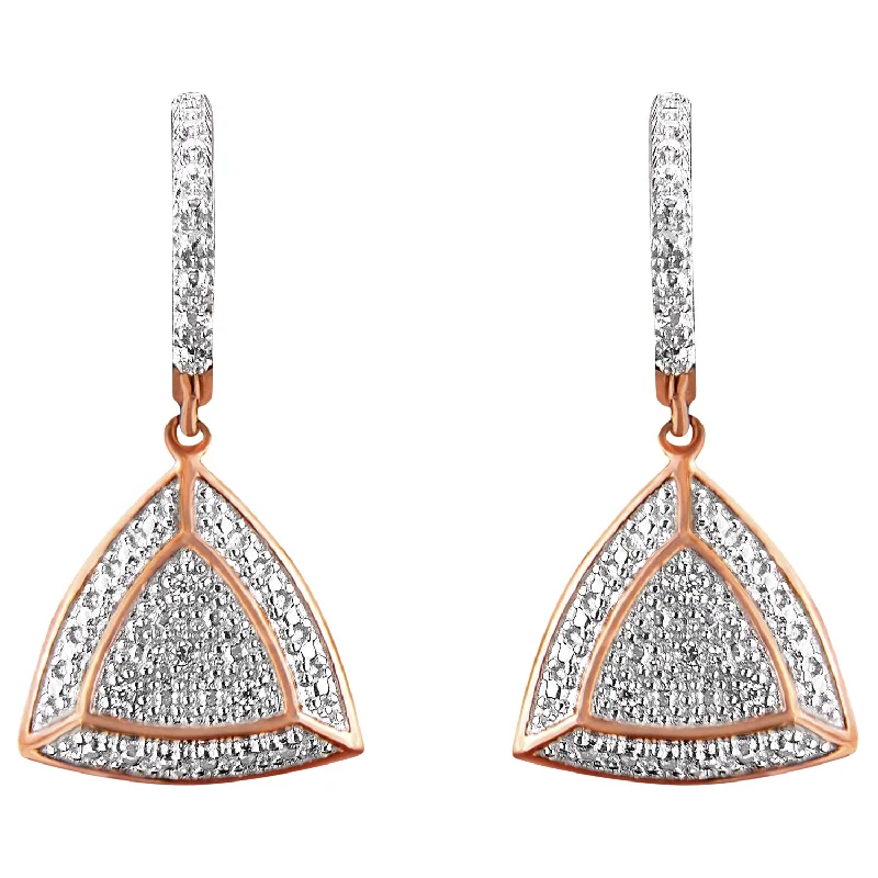 Chic And Stylish Jewelry At Exclusive Prices Rose Gold Plated Sterling Silver Round Cut Diamond Fashion Dangle Earrings