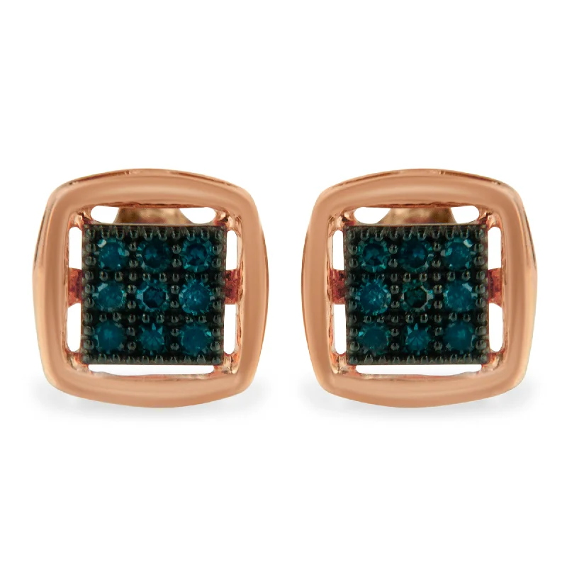 Exclusive Gemstone Jewelry At Special Prices Rose Plated Sterling Silver Rose Cut Treated Diamond Stud Earring