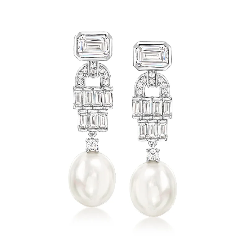 Limited-Time Jewelry Sale – Don't Miss These Deals Ross-Simons 10-10.5mm Shell Pearl and CZ Vintage-Style Drop Earrings in Sterling Silver