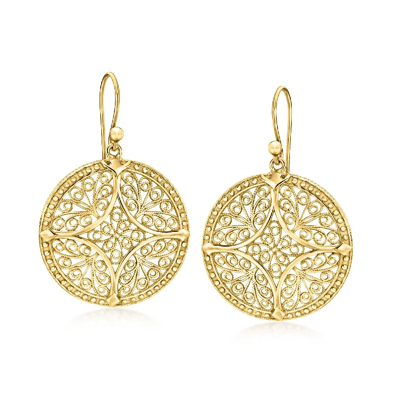 Best Jewelry Sale Prices – Limited-Time Offer Ross-Simons 18kt Gold Over Sterling Filigree Circle Drop Earrings
