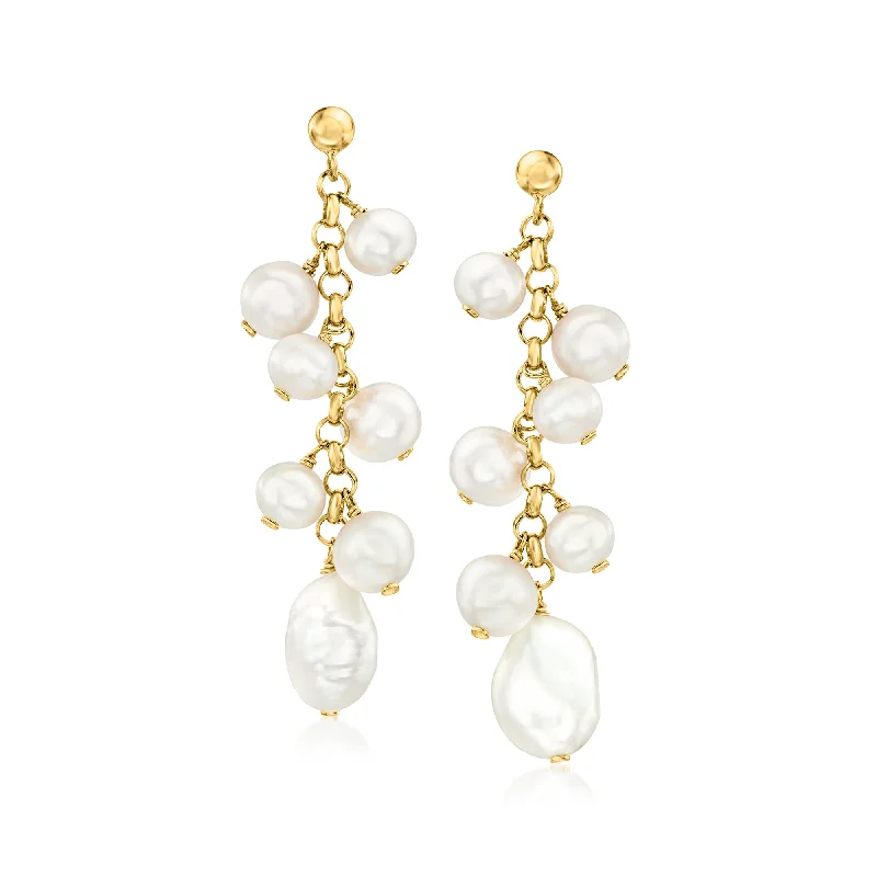 Jewelry Clearance – Final Chance To Save Big Ross-Simons 5.5-9mm Cultured Pearl Drop Earrings in 18kt Gold Over Sterling