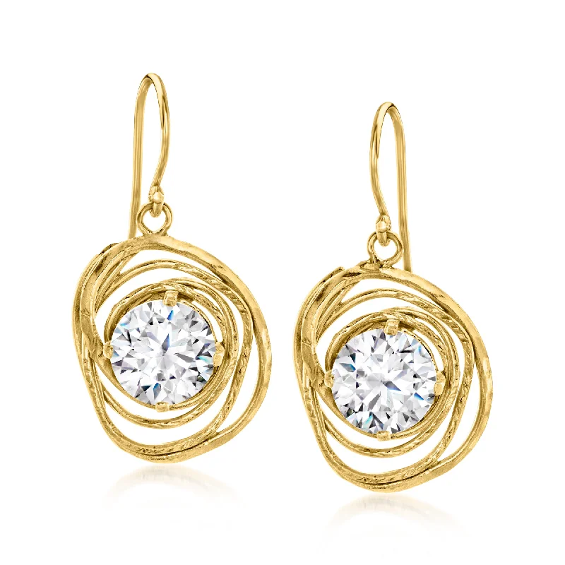 Get Your Favorite Jewelry At The Best Price Ross-Simons CZ Drop Earrings in 18kt Gold Over Sterling