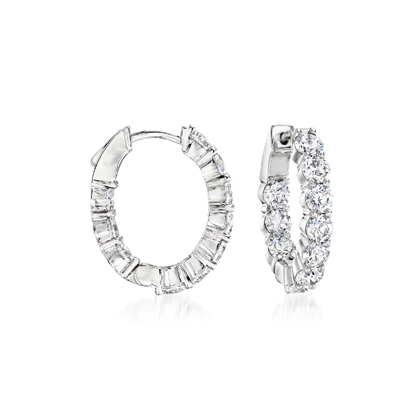 Unique Jewelry For Less – Shop The Sale Now Ross-Simons CZ Inside-Outside Hoop Earrings in Sterling Silver