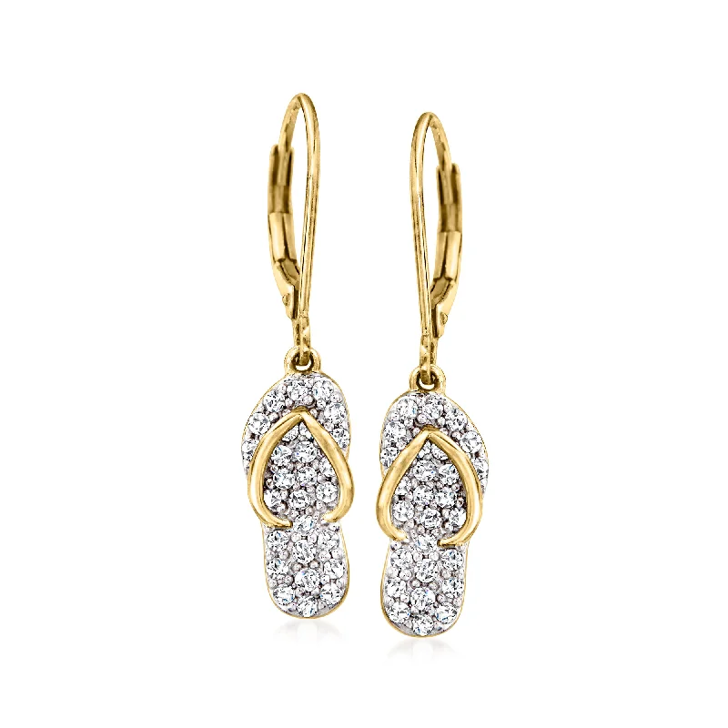 Once-A-Year Jewelry Sale – Grab Your Favorites Now Ross-Simons Diamond Flip Flop Drop Earrings in 18kt Gold Over Sterling