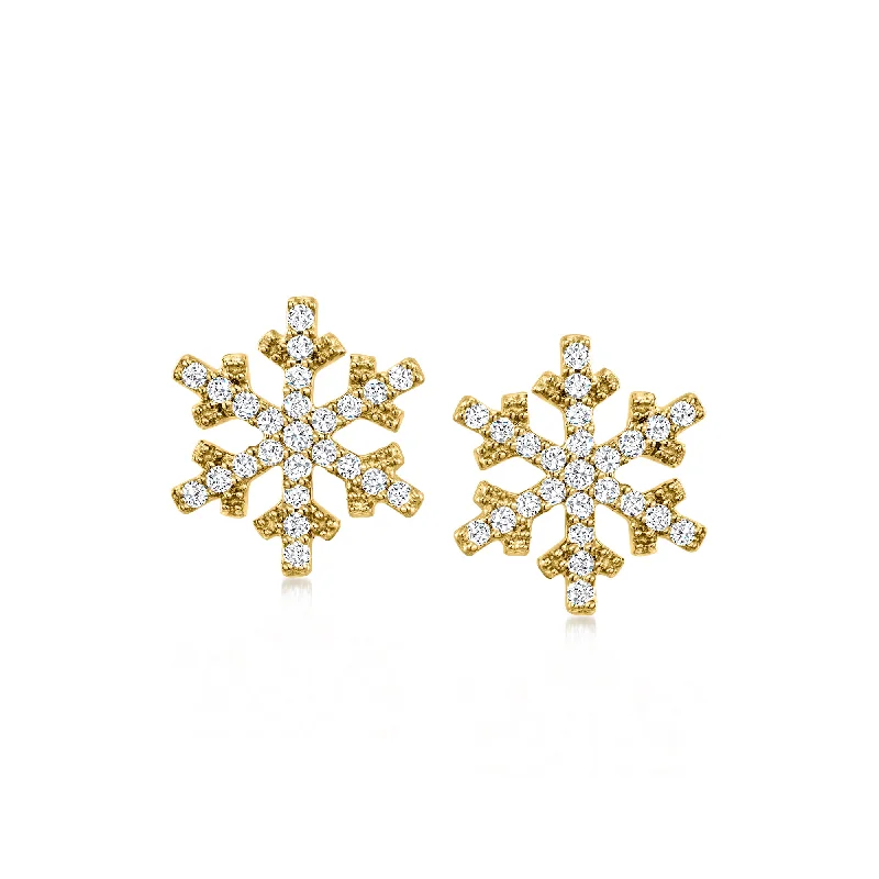 Huge Markdowns On Premium Jewelry Styles Ross-Simons Diamond Snowflake Earrings in 18kt Gold Over Sterling
