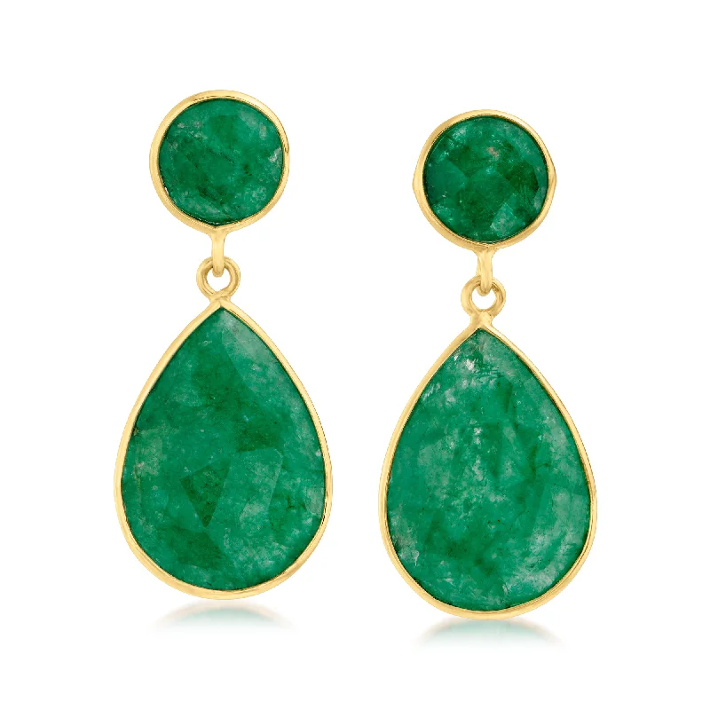 Your Dream Jewelry At Dream Prices Ross-Simons Emerald Drop Earrings in 18kt Gold Over Sterling