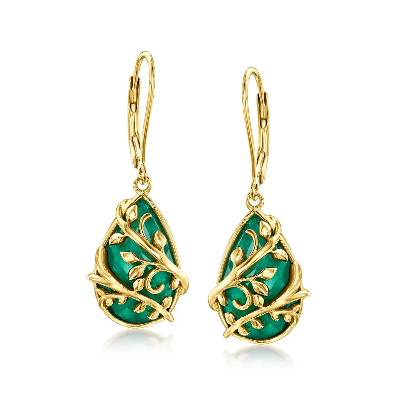 Celebrate With Sparkle – Jewelry Sale Now Live Ross-Simons Emerald Vine Drop Earrings in 18kt Gold Over Sterling