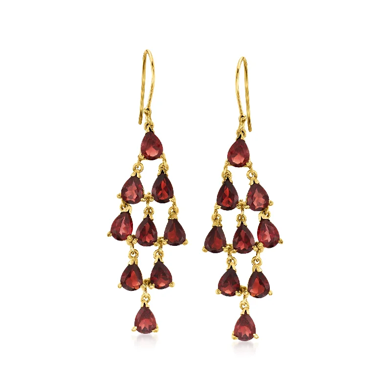 Get Ready To Sparkle – Special Jewelry Discounts Ross-Simons Garnet Chandelier Earrings in 18kt Gold Over Sterling