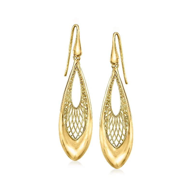 Stunning Jewelry Pieces At The Lowest Prices Ever Ross-Simons Italian 18kt Gold Over Sterling Elongated Openwork Teardrop Earrings