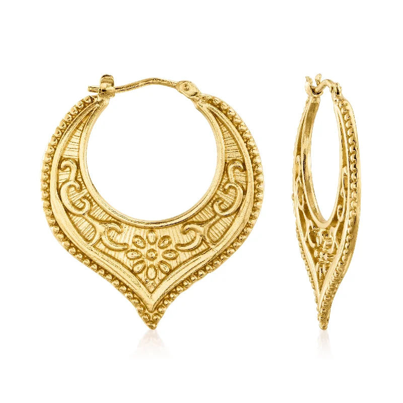 Flash Sale On Elegant Jewelry – Don't Miss Out Ross-Simons Italian 18kt Gold Over Sterling Floral Chevron Hoop Earrings