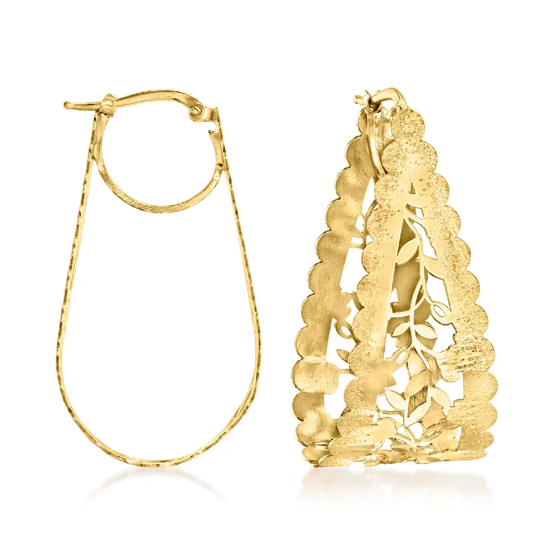 Everyday Jewelry Essentials Now On Sale Ross-Simons Italian 18kt Gold Over Sterling Floral Hoop Earrings