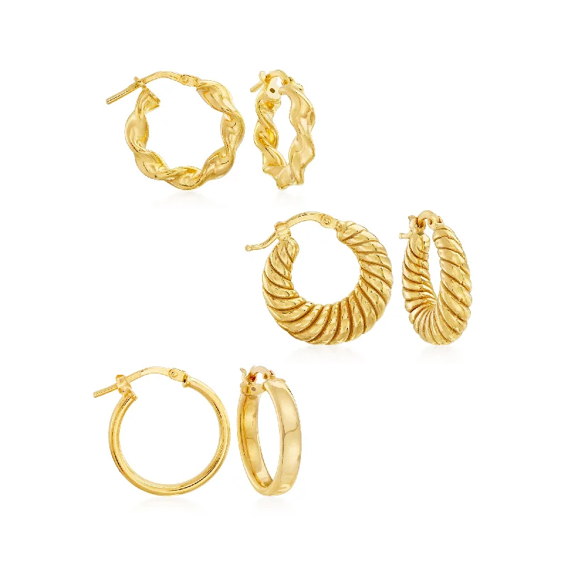 Limited-Time Jewelry Discounts – Shine Without The Splurge Ross-Simons Italian 18kt Gold Over Sterling Jewelry Set: 3 Pairs Of Hoop Earrings