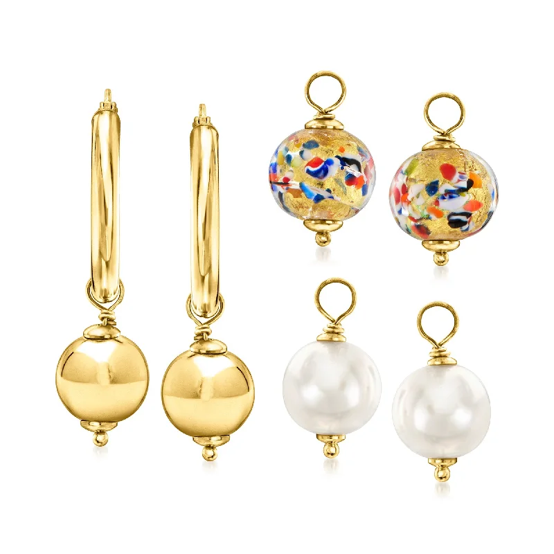 Breathtaking Jewelry, Breathtaking Prices Ross-Simons Italian 18kt Gold Over Sterling Jewelry Set: Hoop Earrings and 3 Pairs Of Interchangeable Drops