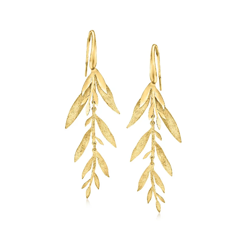 Unmissable Jewelry Clearance – Final Reductions Ross-Simons Italian 18kt Gold Over Sterling Leaf and Branch Drop Earrings