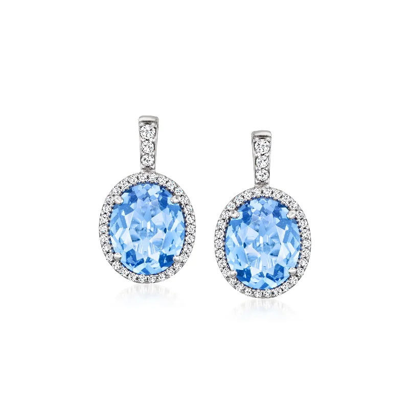 Exclusive Online Jewelry Sale – Don't Wait Ross-Simons Italian Simulated Sapphire and . CZ Drop Earrings in Sterling Silver