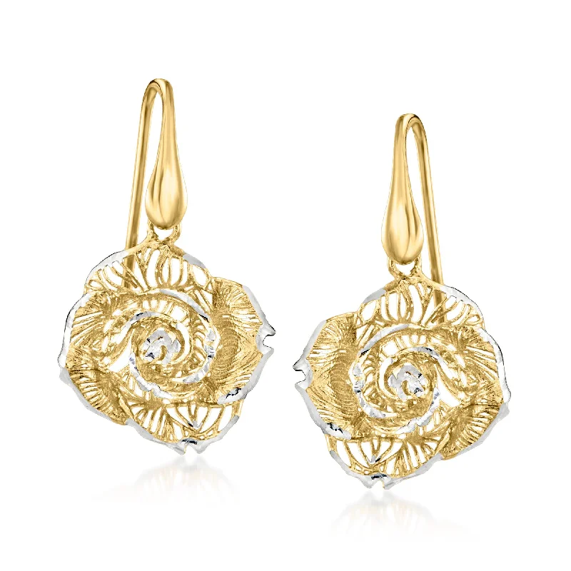Don't Miss These Dazzling Jewelry Discounts Ross-Simons Italian Sterling Silver and 18kt Gold Over Sterling Filigree Rose Drop Earrings
