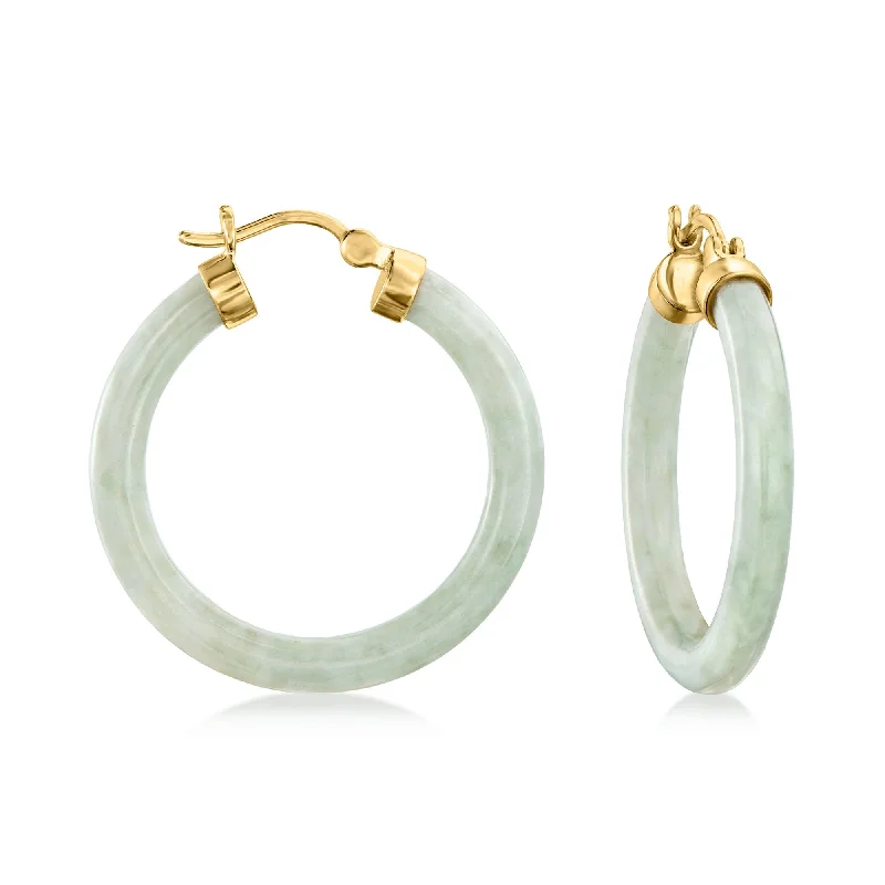 Affordable Elegance – Special Jewelry Sale Now Live Ross-Simons Jade Hoop Earrings With 18kt Gold Over Sterling