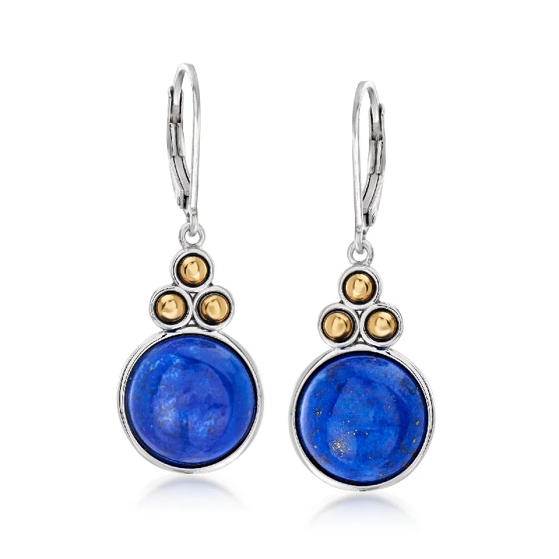 Timeless Jewelry Styles At Wallet-Friendly Prices Ross-Simons Lapis Drop Earrings in Sterling Silver With 14kt Yellow Gold
