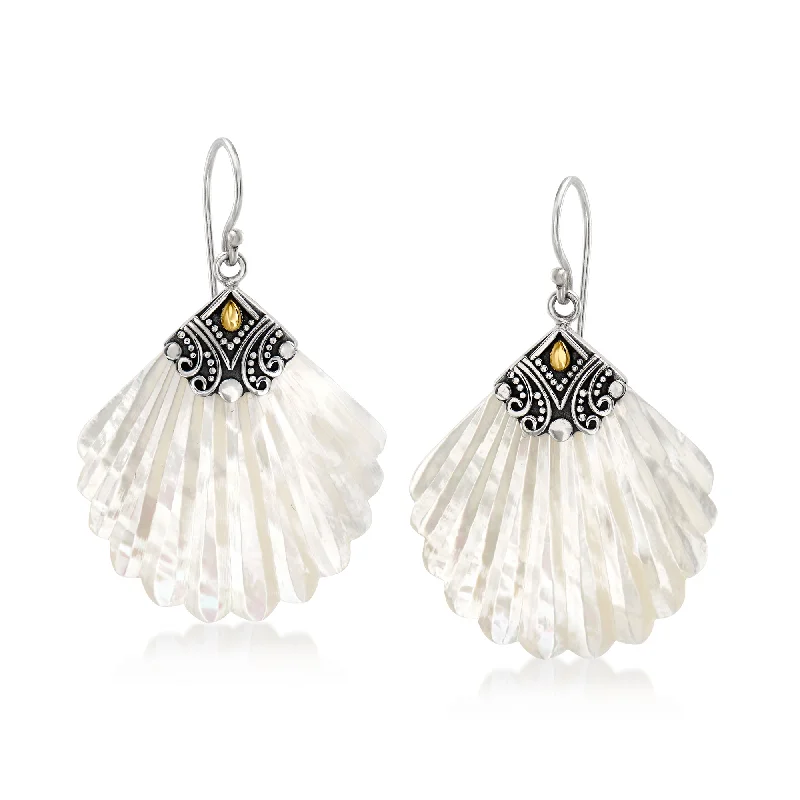 Jewelry Sale – Exclusive Styles At Lower Prices Ross-Simons Mother-Of-Pearl Bali-Style Fan Drop Earrings in Sterling Silver and 18kt Yellow Gold
