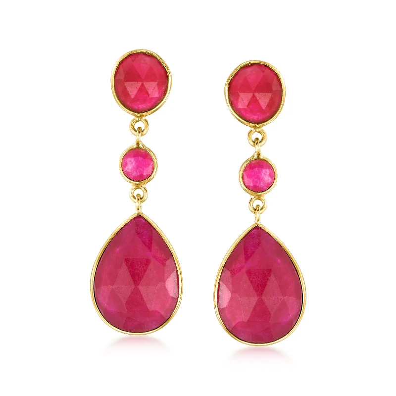 Glamorous Jewelry, Glamorous Deals – Shop Now Ross-Simons Pink Quartz Drop Earrings in 18kt Gold Over Sterling